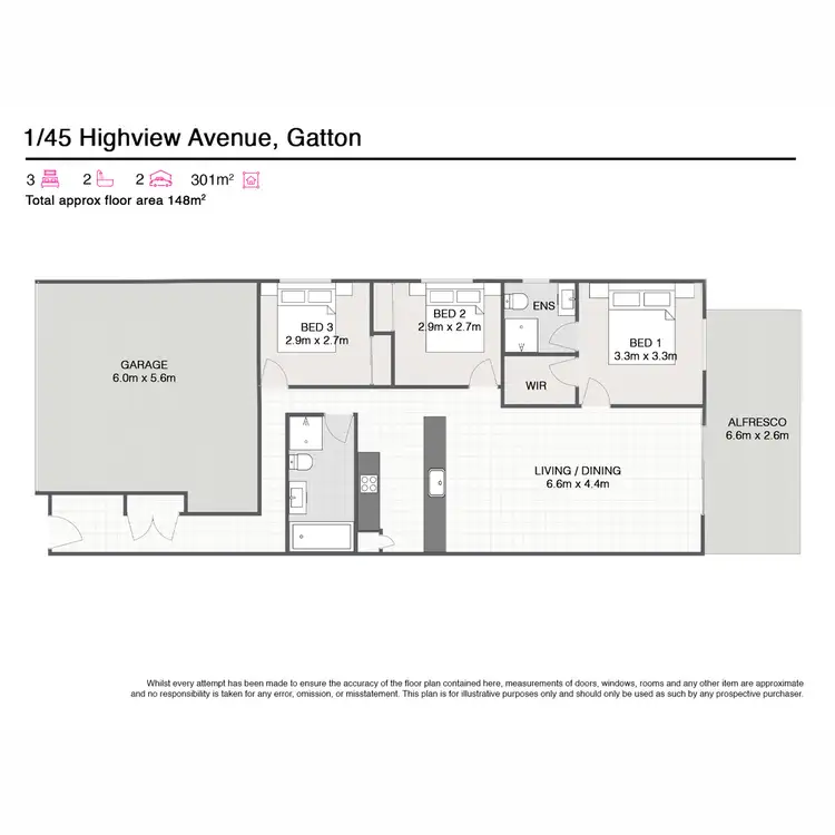 Floorplan of Homely semi-detached listing, 1/45 Highview Avenue, Gatton QLD 4343