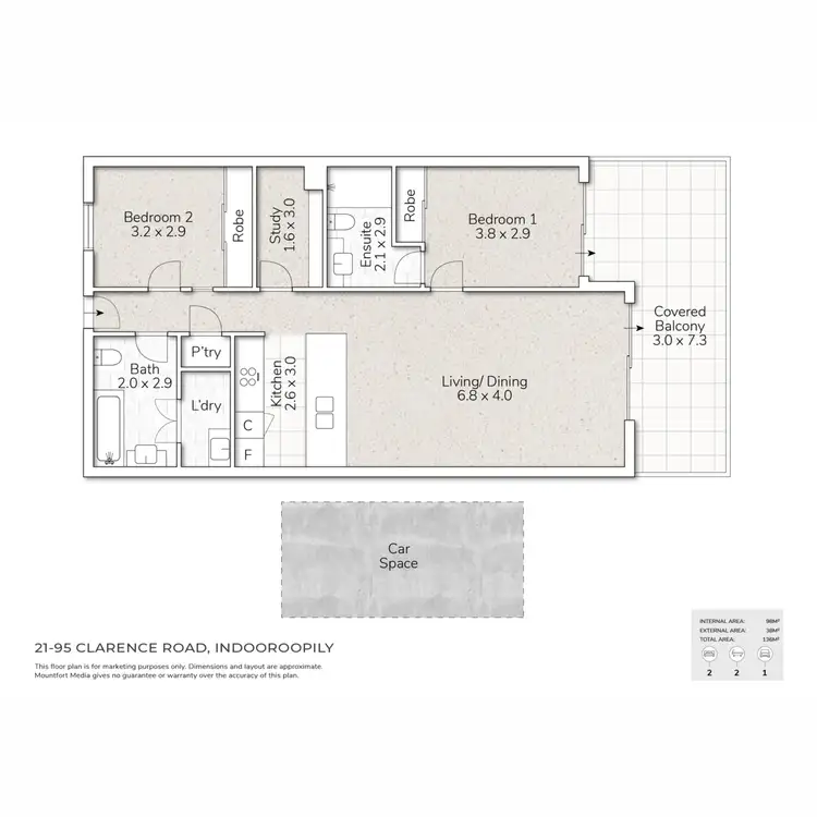 Floorplan of Homely unit listing, 21/95 Clarence Road, Indooroopilly QLD 4068