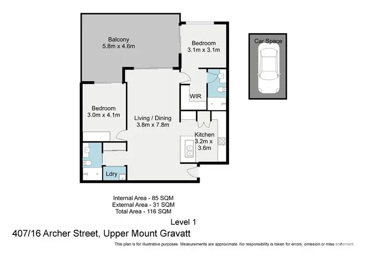 Floorplan of Homely unit listing, 407/16-26 Archer Street, Upper Mount Gravatt QLD 4122
