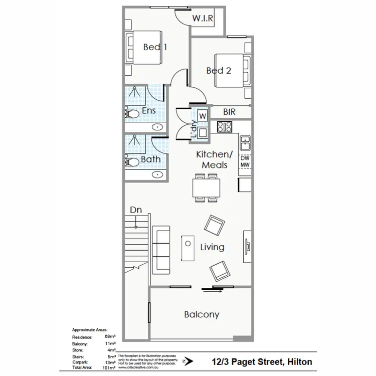 Floorplan of Homely apartment listing, 12/3 Paget Street, Hilton WA 6163
