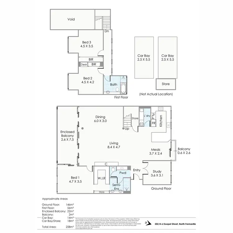 Floorplan of Homely apartment listing, 502 4-6 Doepel Street, North Fremantle WA 6159