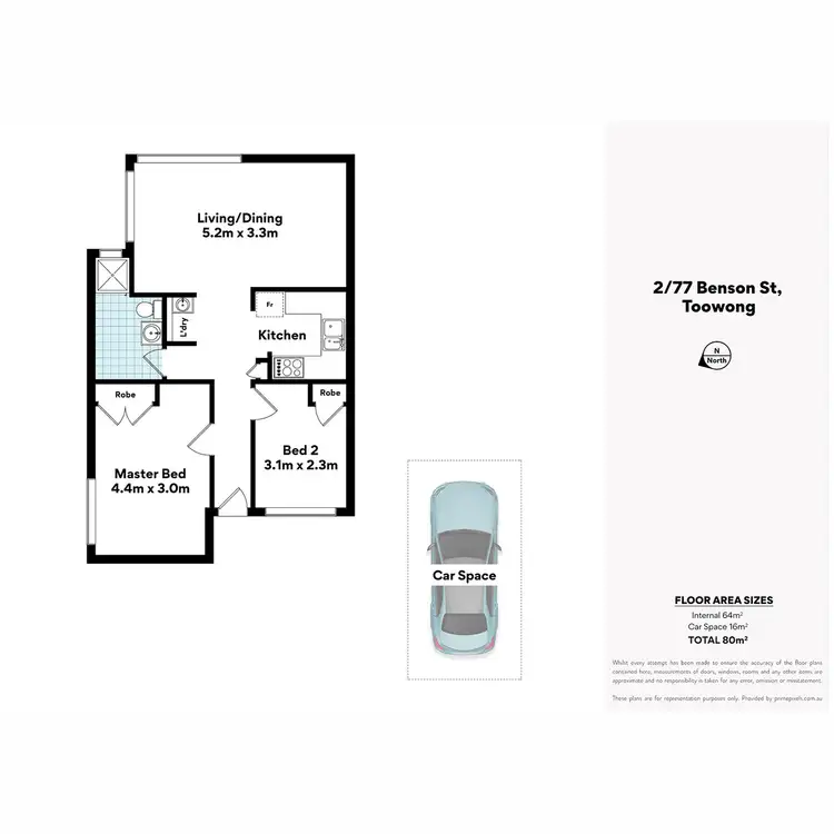 Floorplan of Homely unit listing, 2/77 Benson Street, Toowong QLD 4066