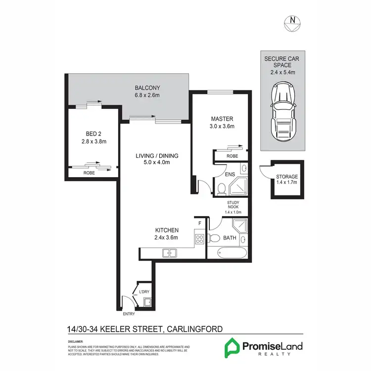 Floorplan of Homely apartment listing, 14/30-34 Keeler Street, Carlingford NSW 2118