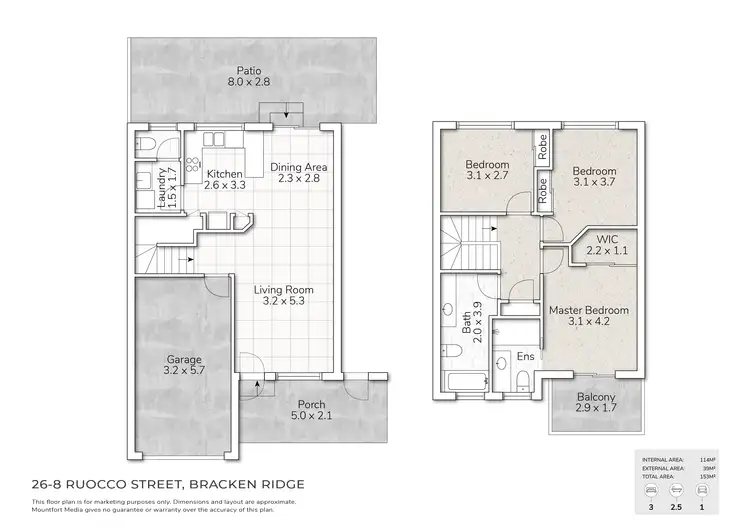 Floorplan of Homely townhouse listing, 26/8 Ruocco Street, Bracken Ridge QLD 4017