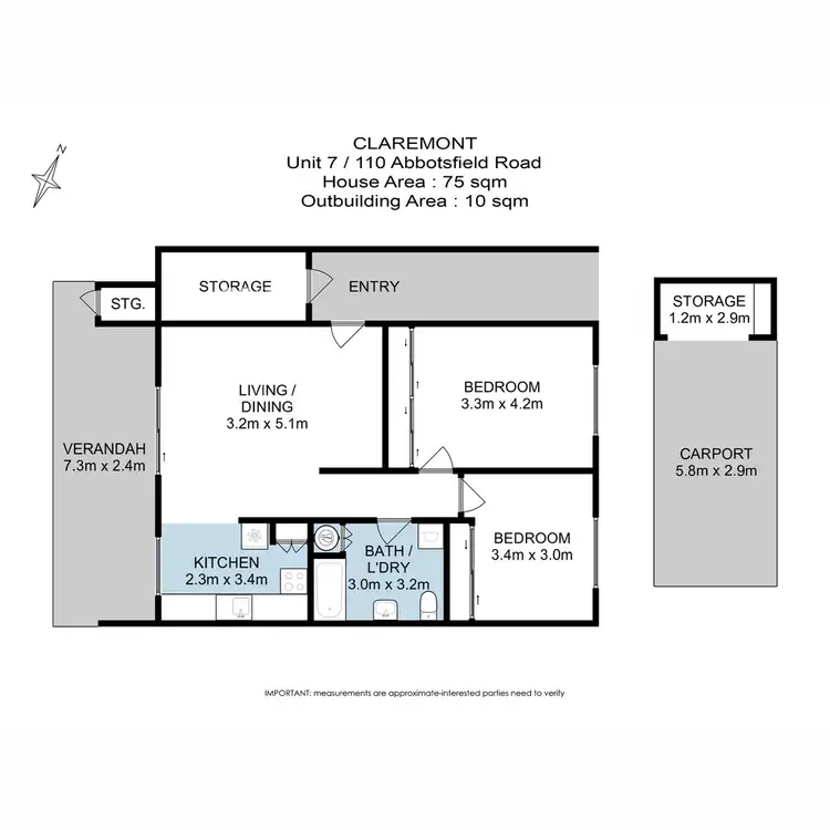 Floorplan of Homely unit listing, 7/110 Abbotsfield Road, Claremont TAS 7011