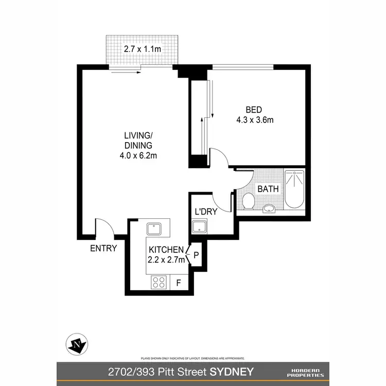 Floorplan of Homely apartment listing, 2702/393 Pitt Street, Sydney NSW 2000