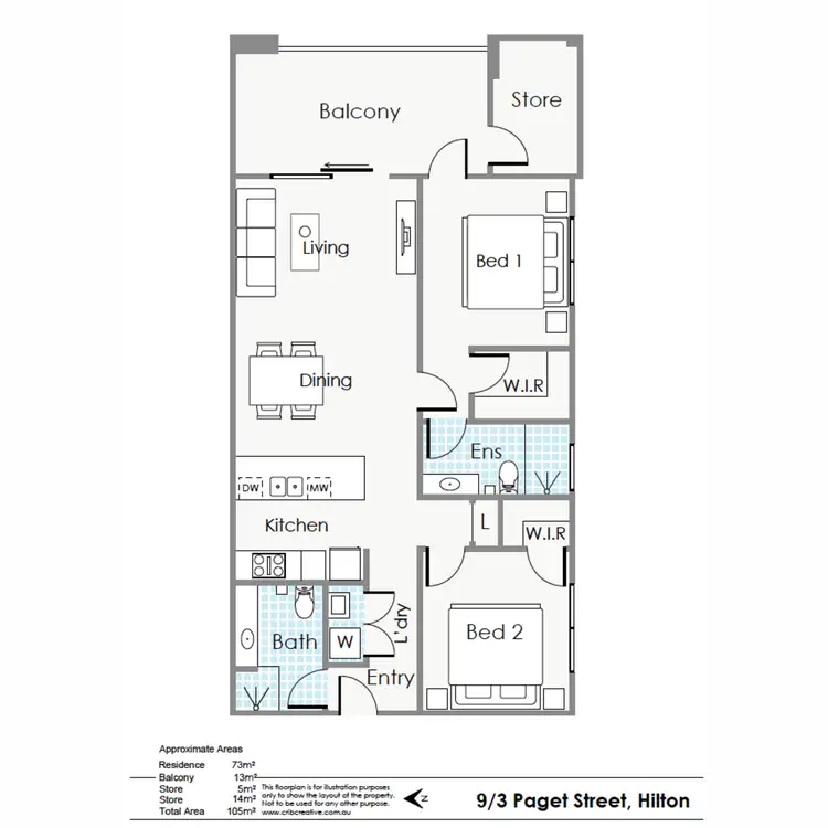 Floorplan of Homely apartment listing, 9/3 Paget Street, Hilton WA 6163