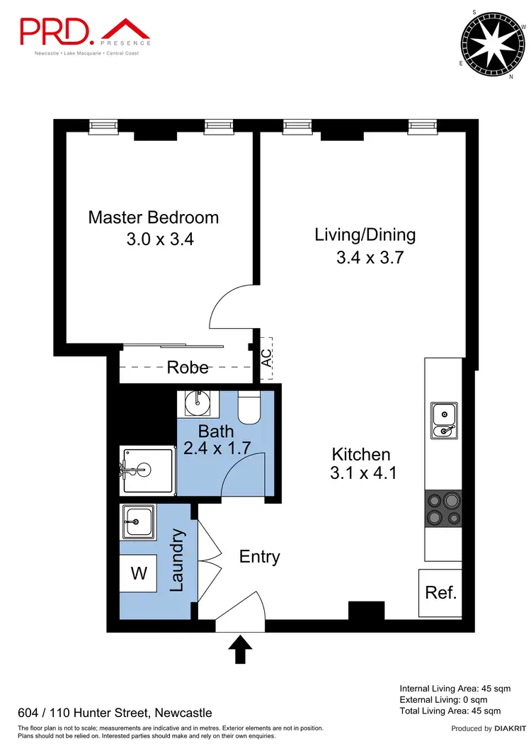 Floorplan of Homely unit listing, 604/110 Hunter Street, Newcastle NSW 2300