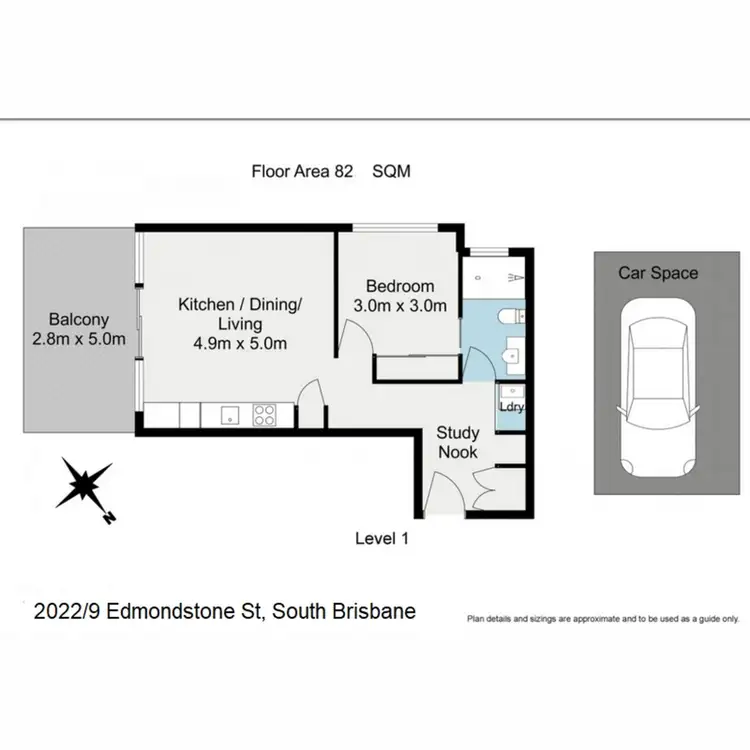 Floorplan of Homely apartment listing, 2022/9 Edmondstone Street, South Brisbane QLD 4101