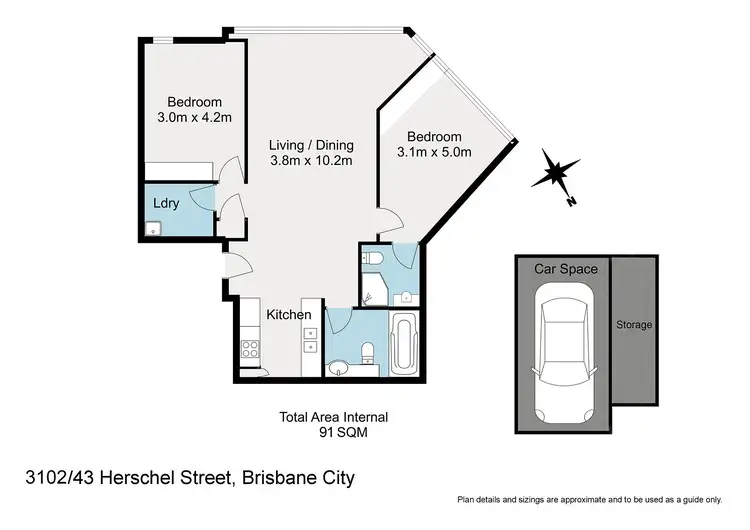 Floorplan of Homely apartment listing, 3102/43 Herschel Street, Brisbane City QLD 4000