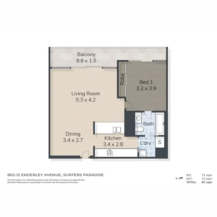 Floorplan of Homely unit listing, 802/12 Enderley Avenue, Surfers Paradise QLD 4217