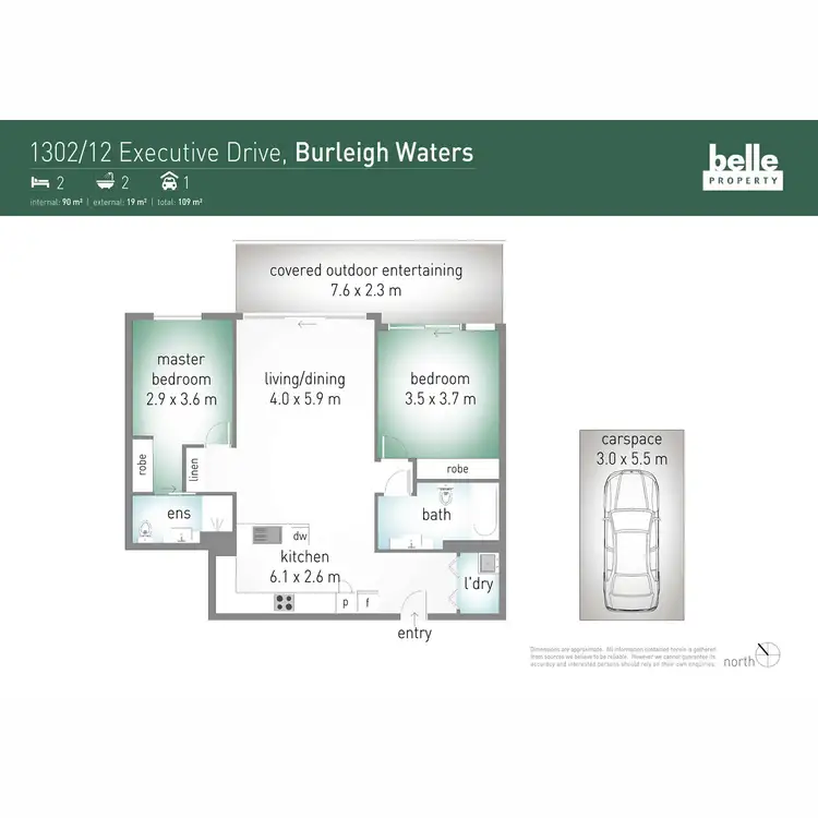 Floorplan of Homely apartment listing, 1302/12-14 Executive Drive, Burleigh Waters QLD 4220