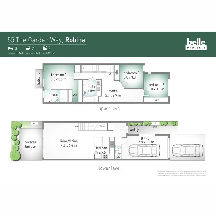 Floorplan of Homely townhouse listing, 55 The Gardenway, Robina QLD 4226