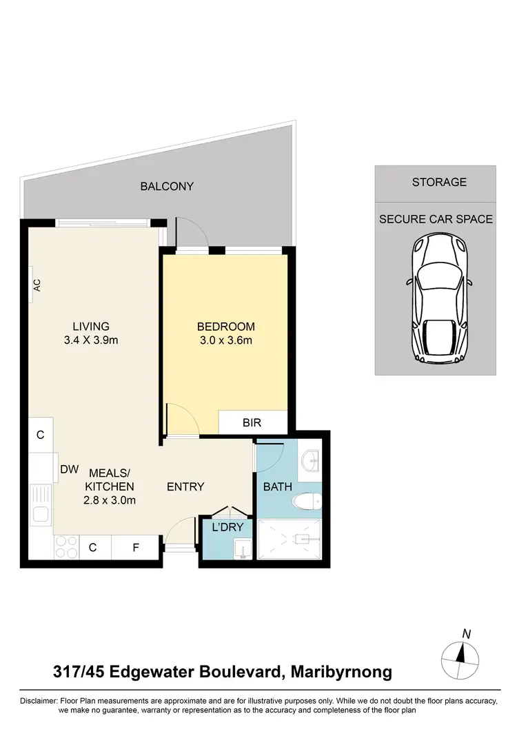 Floorplan of Homely apartment listing, 317/45 Edgewater Boulevard, Maribyrnong VIC 3032