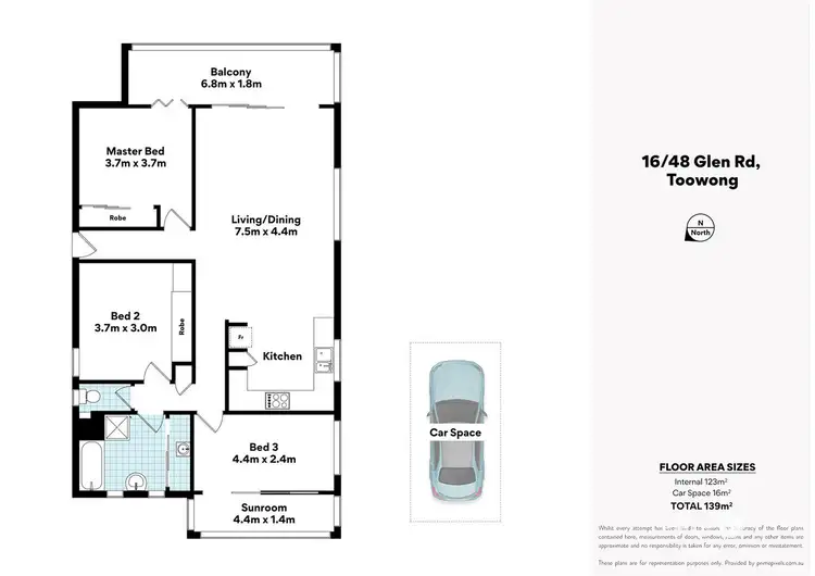 Floorplan of Homely unit listing, 16/48 Glen Road, Toowong QLD 4066