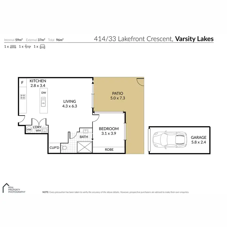 Floorplan of Homely apartment listing, 414/33 Lakefront Crescent, Varsity Lakes QLD 4227