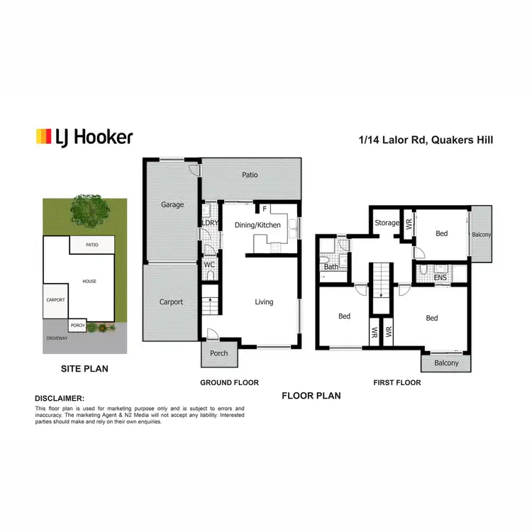 Floorplan of Homely townhouse listing, 1/14-16 Lalor Road, Quakers Hill NSW 2763