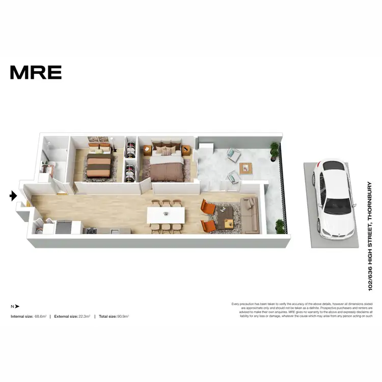 Floorplan of Homely apartment listing, 102/636 High Street, Thornbury VIC 3071