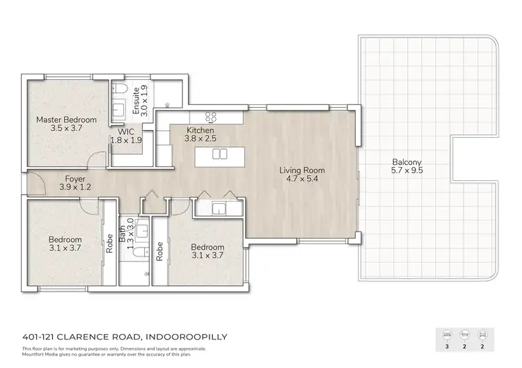 Floorplan of Homely apartment listing, 401/121 Clarence Road, Indooroopilly QLD 4068