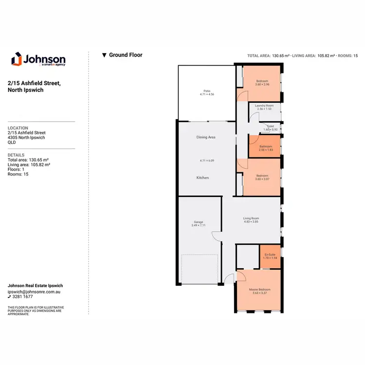 Floorplan of Homely semi-detached listing, 2/15 Ashfield Street, North Ipswich QLD 4305