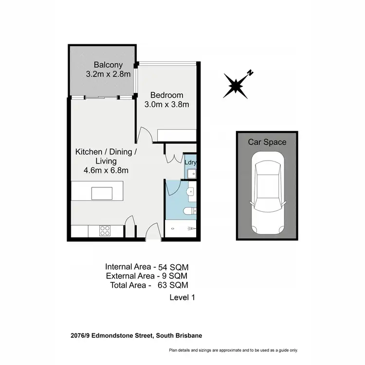 Floorplan of Homely apartment listing, 2076/9 Edmondstone Street, South Brisbane QLD 4101