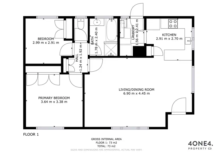 Floorplan of Homely unit listing, 1/29 Bermuka Street, West Moonah TAS 7009