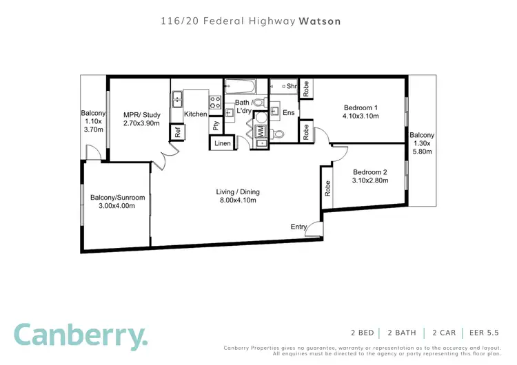 Floorplan of Homely apartment listing, 116/20 Federal Highway, Watson ACT 2602