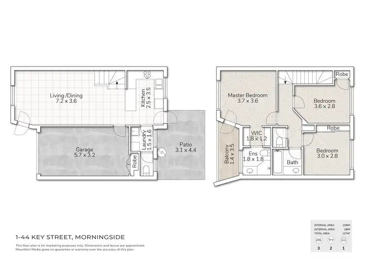 Floorplan of Homely townhouse listing, 1/44 Key Street, Morningside QLD 4170