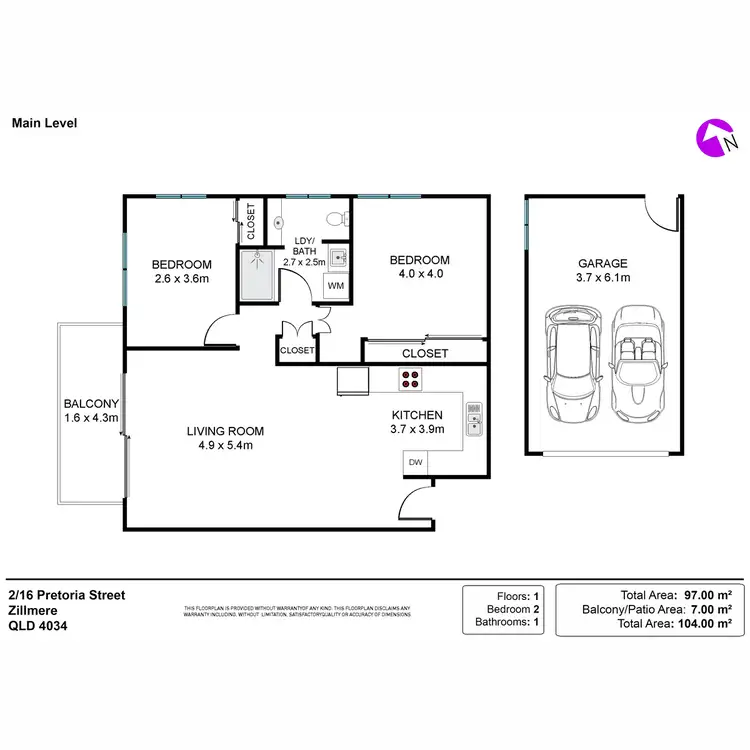 Floorplan of Homely unit listing, 2/16 Pretoria Street, Zillmere QLD 4034