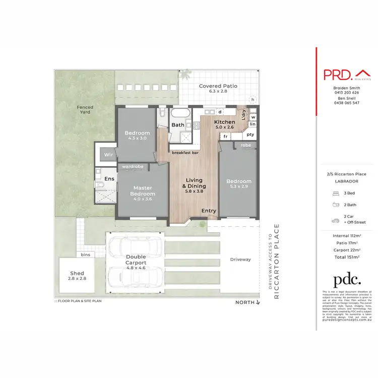 Floorplan of Homely semi-detached listing, 2/5 Riccarton Place, Labrador QLD 4215