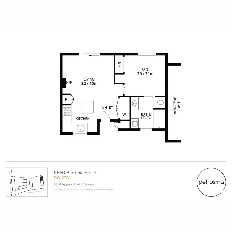 Floorplan of Homely semi-detached listing, 19/50 Burtonia Street, Rokeby TAS 7019