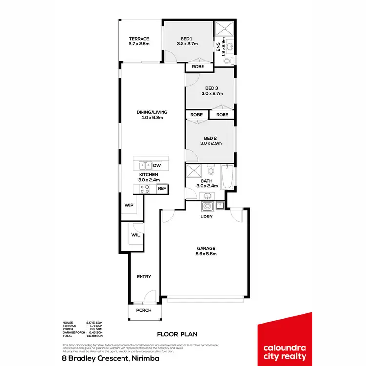 Floorplan of Homely house listing, 8 Bradley Crescent, Nirimba QLD 4551