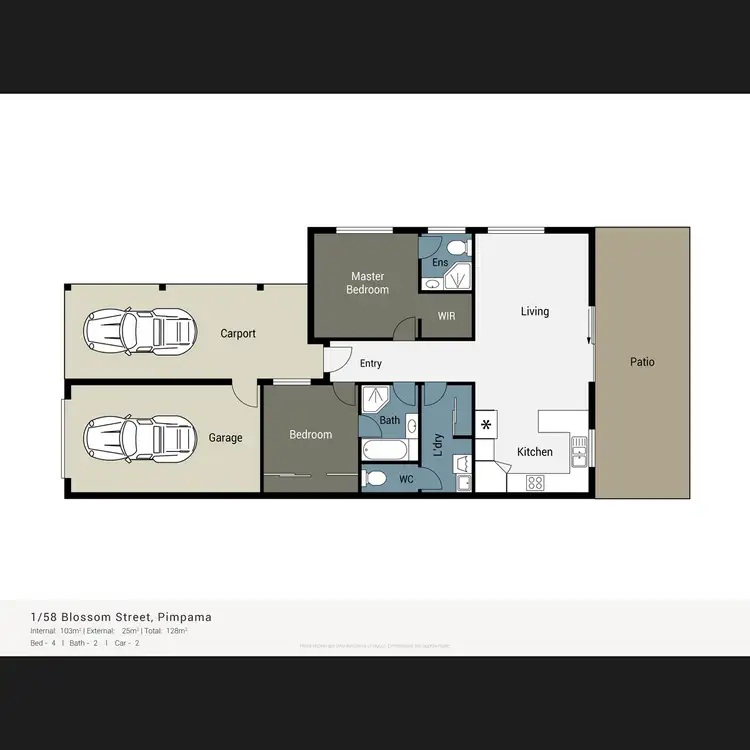 Floorplan of Homely semi-detached listing, 1/58 Blossom Street, Pimpama QLD 4209