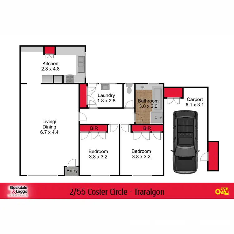 Floorplan of Homely unit listing, 2/55 Coster Circle, Traralgon VIC 3844