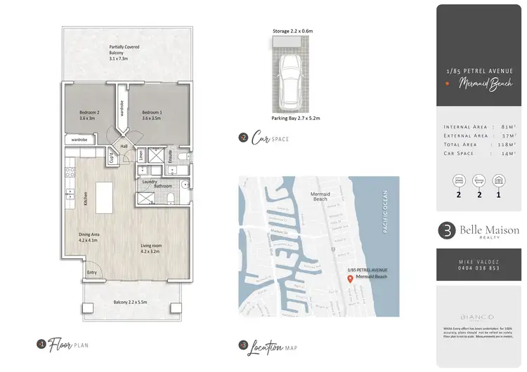 Floorplan of Homely unit listing, 1/85 Petrel Avenue, Mermaid Beach QLD 4218