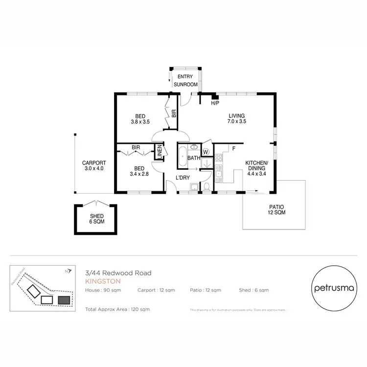 Floorplan of Homely unit listing, 3/44 Redwood Road, Kingston TAS 7050