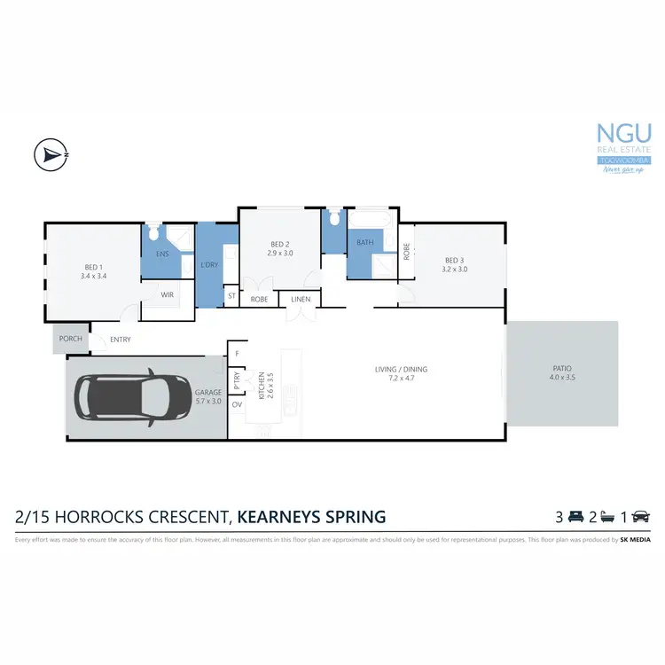 Floorplan of Homely semi-detached listing, 2/15 Horrocks Crescent, Kearneys Spring QLD 4350