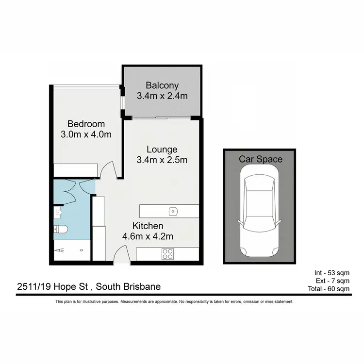 Floorplan of Homely apartment listing, 2511/19 Hope Street, South Brisbane QLD 4101
