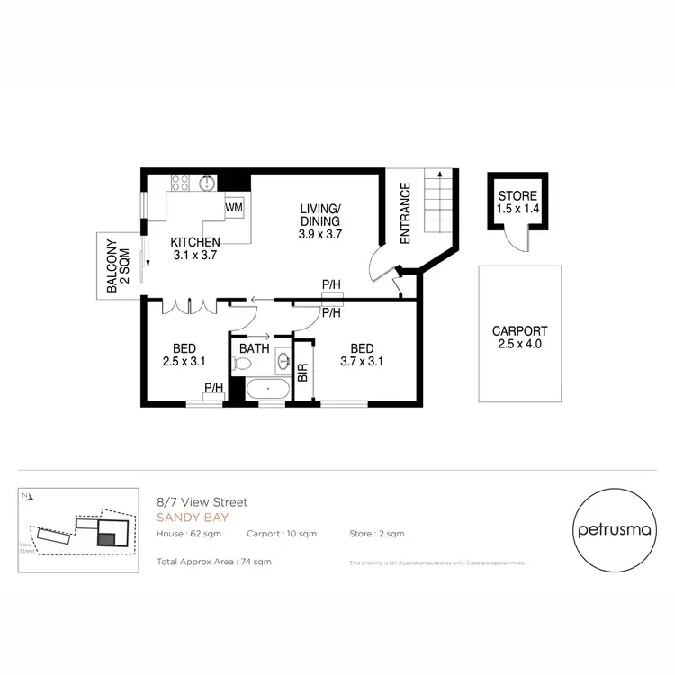 Floorplan of Homely unit listing, 8/7 View Street, Sandy Bay TAS 7005
