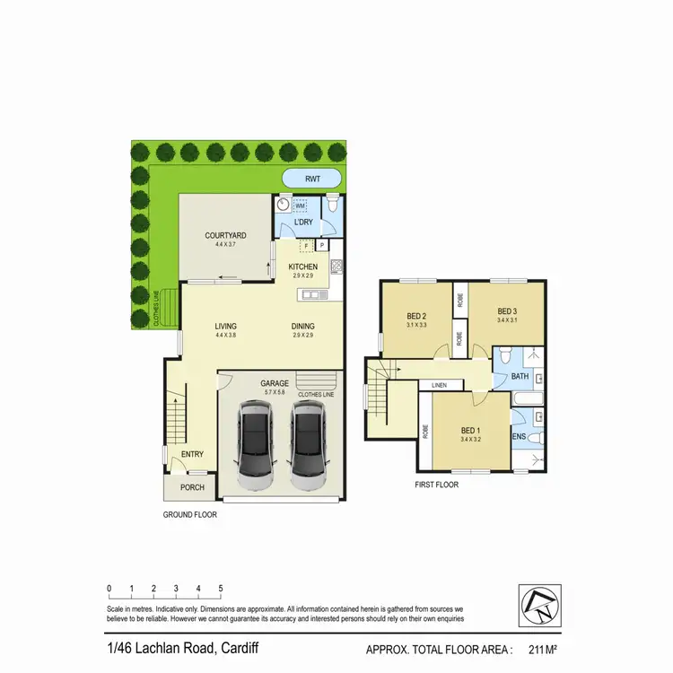 Floorplan of Homely townhouse listing, 1/46 Lachlan Road, Cardiff NSW 2285