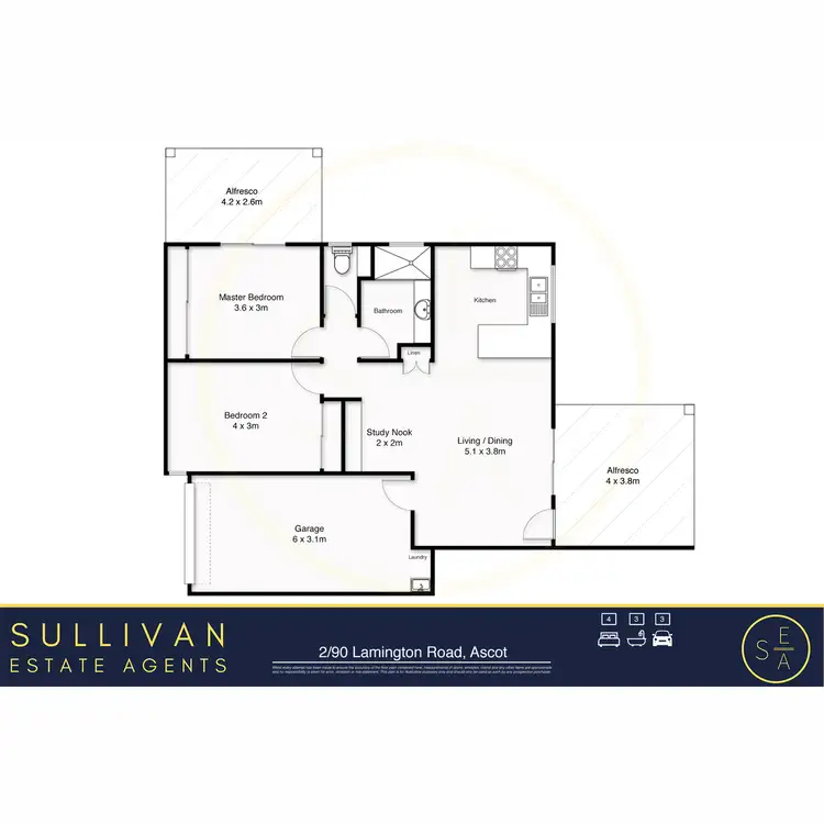 Floorplan of Homely unit listing, 2/90 Lamington Avenue, Ascot QLD 4007