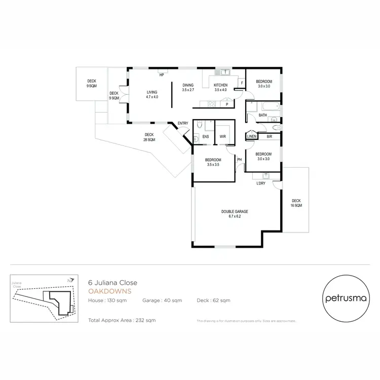 Floorplan of Homely house listing, 6 Juliana Close, Oakdowns TAS 7019