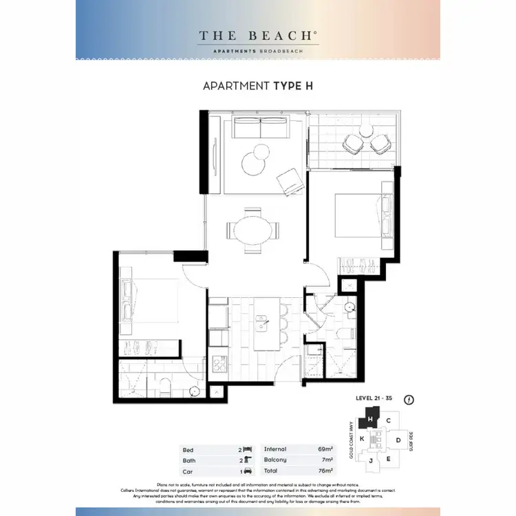 Floorplan of Homely apartment listing, 2302/2663 Gold Coast Highway, Broadbeach QLD 4218