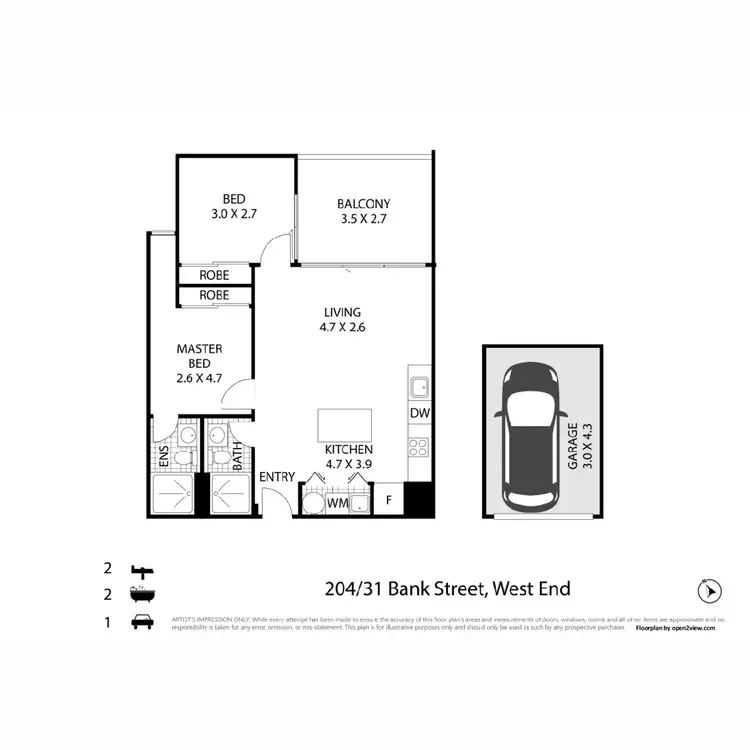 Floorplan of Homely unit listing, 204/31 Bank Street, West End QLD 4101