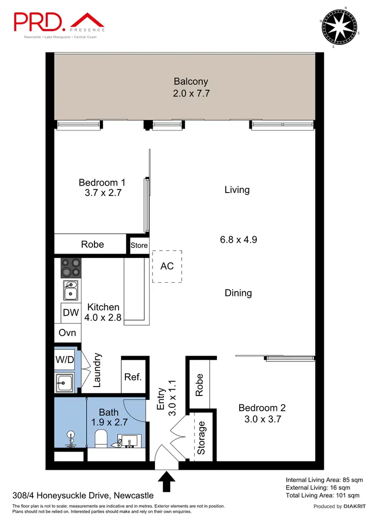 Floorplan of Homely apartment listing, 308/4 Honeysuckle Drive, Newcastle NSW 2300