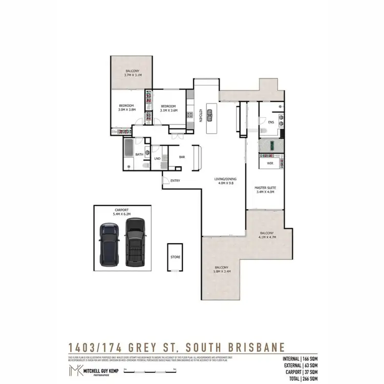 Floorplan of Homely apartment listing, 1403/174 Grey Street, South Brisbane QLD 4101