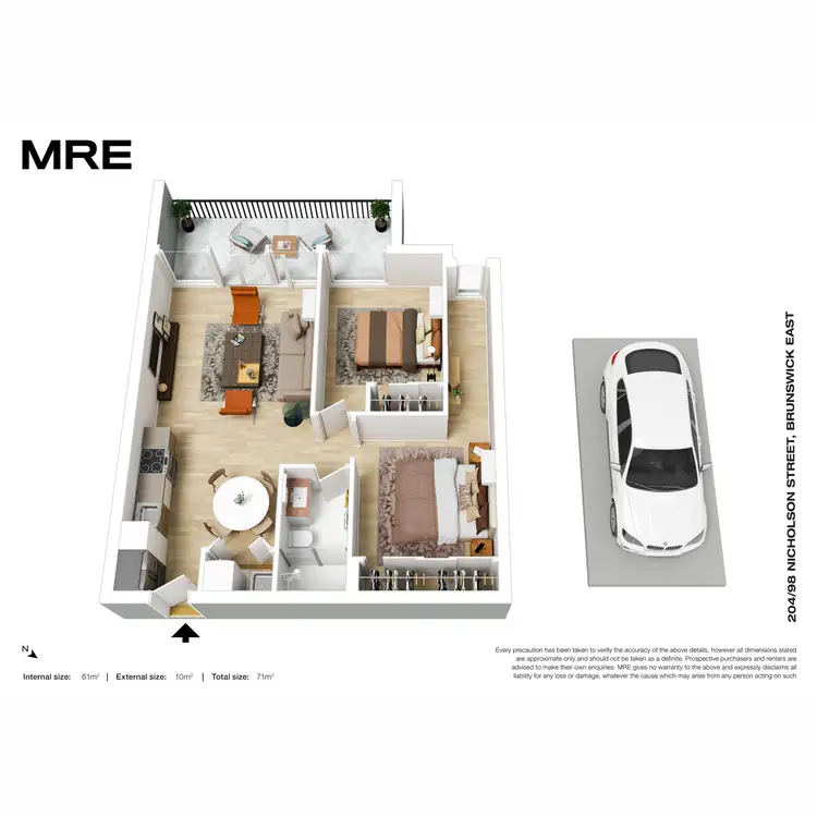 Floorplan of Homely apartment listing, 204/98 Nicholson Street, Brunswick East VIC 3057