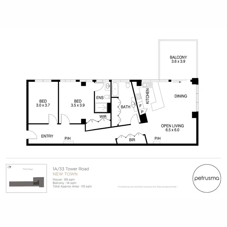 Floorplan of Homely apartment listing, 1A/33 Tower Road, New Town TAS 7008