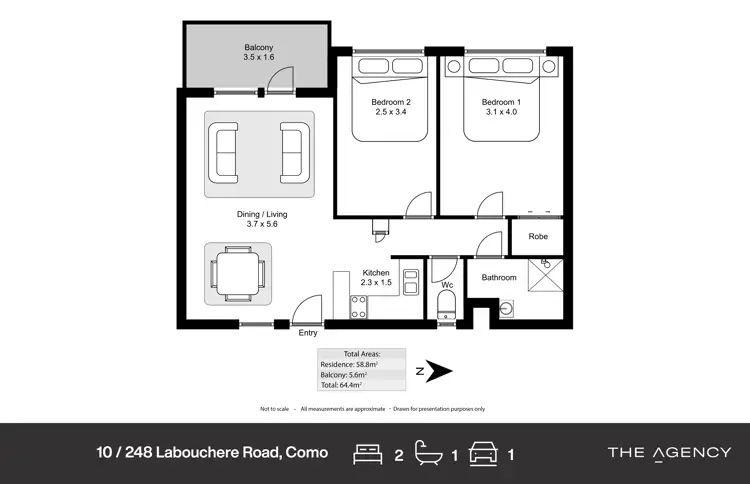 Floorplan of Homely apartment listing, 10/248 Labouchere Road, Como WA 6152