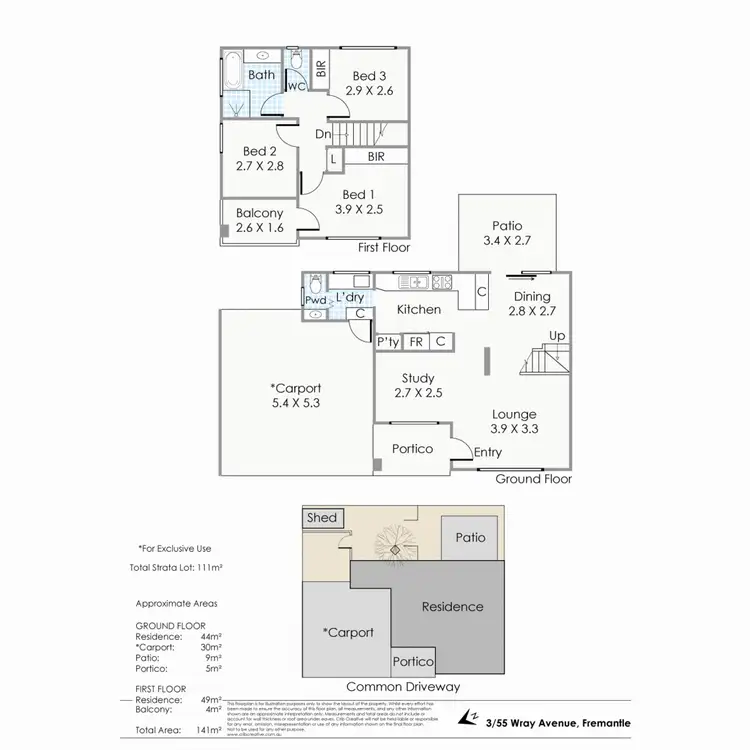 Floorplan of Homely unit listing, 3/55 Wray Avenue, Fremantle WA 6160